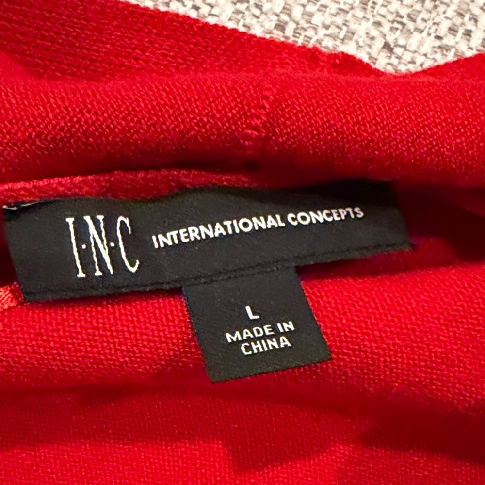 INC International Concepts Red Studded Open-Front Cardigan - Picture 2 of 4